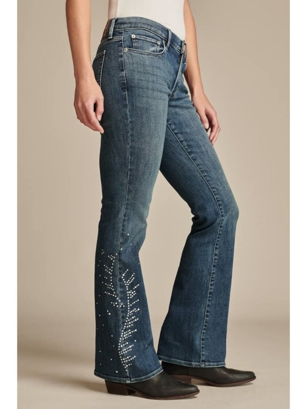 Lucky Brand Sliver Studded Lucky Legend Mid Rise Sweet Flare Jeans Size 31 NWT